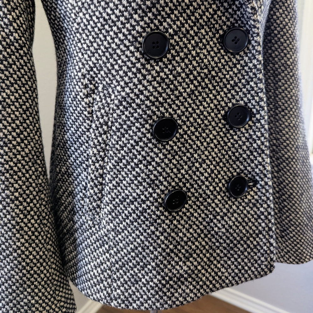 Ann Taylor LOFT Herringbone Wool Blend Peacoat Double Breasted Short Jacket XS - Picture 3 of 10